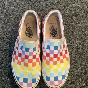 Vans checkered shoes.